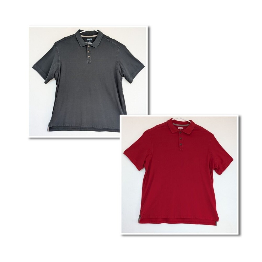 Duluth Trading Mens 2XL No Polo Red & Black Relaxed Fit Short Sleeve Shirt